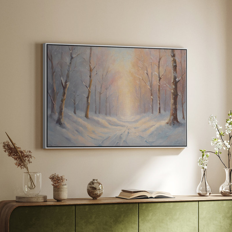 Paysage rétro - CXCI, H 25 po x l 37 po x P 2 po, Toile encadrée flottée blanche
