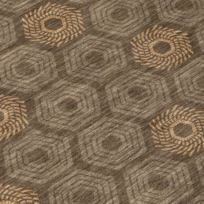 Machine Washable Indoor/Outdoor Chantille ACN2559 Geometric Rug, Round 8', Chocolate