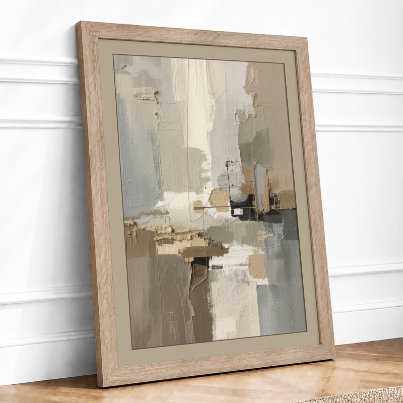 Layered Forms Minimalist - Framed Print, A2 - 59.4 x 42.0 cm, Oak
