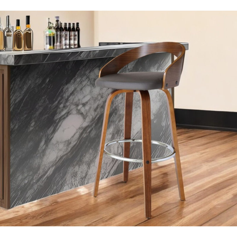 Chaise pivotante en similicuir, Gris / Brun, Tabouret de bar (siège d'une hauteur de 30 po)