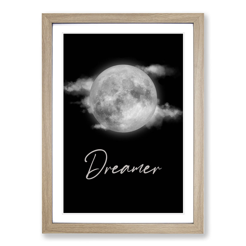 Dreamer V2 - Picture Frame Graphic Art, 90cm H x 65cm W x 2cm D, Oak