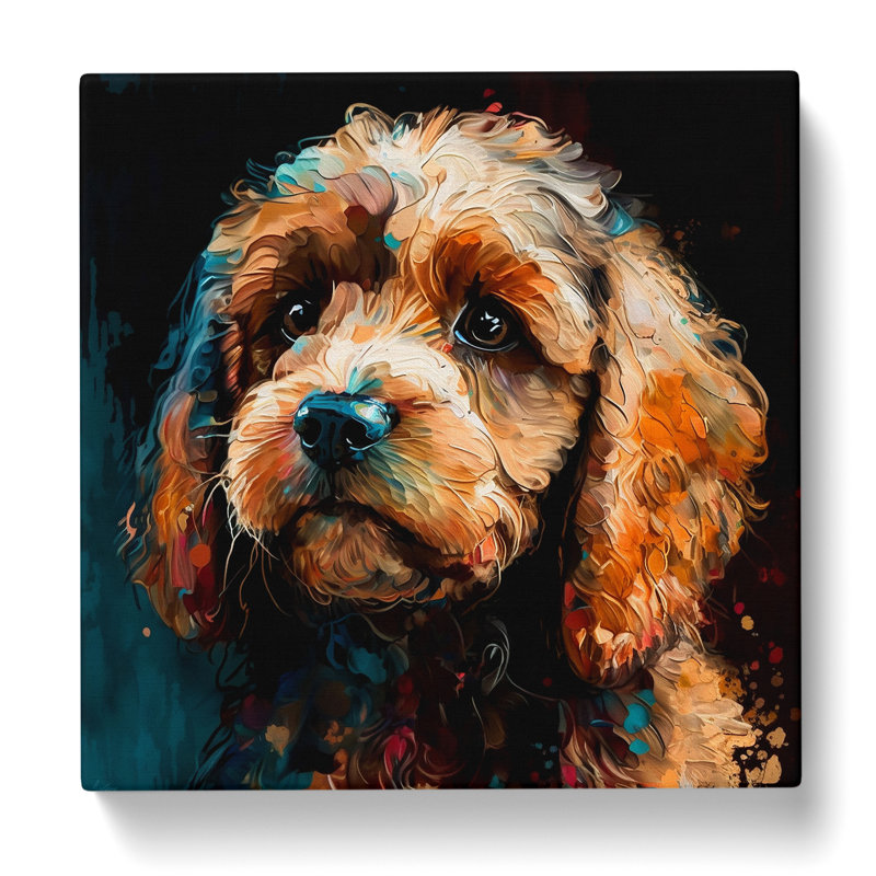 Cockapoo Palette Knife Painting - Wrapped Canvas