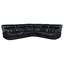 Canapé modulaire en cuir noir à double puissance avec capitonnage à grille moderne et porte-gobelets amovibles pour la console