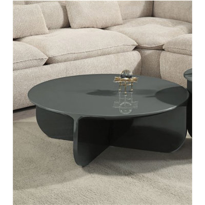 Table basse foncée très brillante avec panneau de fibres à densité moyenne durable et design moderne et élégant pour les espaces de vie contemporains