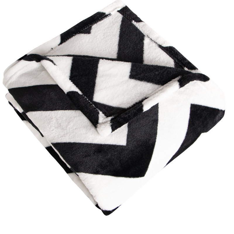 Flannel Blanket, Chevron Pattern, Soft - NTBAY, King