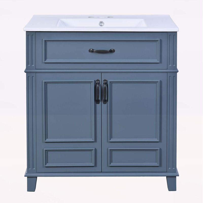 Meuble-lavabo de style rétro avec lavabo en céramique pour un rangement élégant