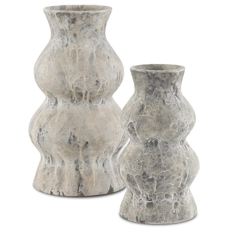 Phonecian Handmade Terracotta Table Vase, Navy/White, 12.25" H x 6.75" W x 6.75" D