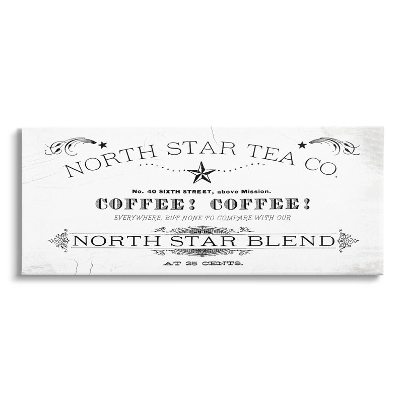 «North Star Tea Coffee», art mural sur toile par Lil 'Rue, H 17 po x l 40 po x P 1,5 po