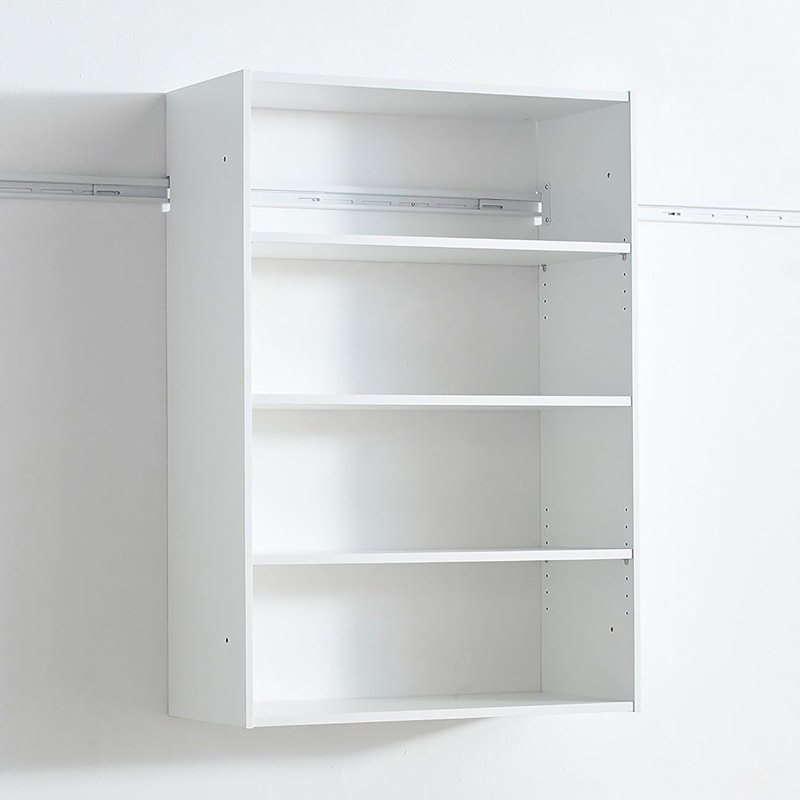  31.5in W White Wall Mount Closet System with Adjustable 4 Shelf Wood Storage