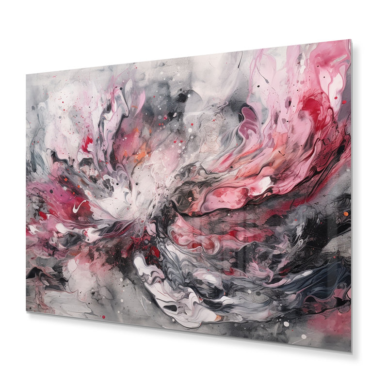 Évolution des formes en marbre rose I - Décoration murale géométrique moderne en métal, H 24 po x l 32 po x P 1 po