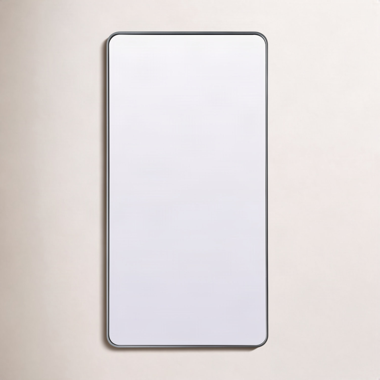 Sabine Metal Rounded Rectangle Wall Mirror, 72" x 32", Silver