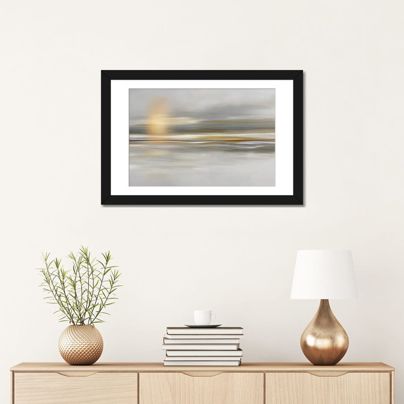 «Soft Sea» par Nan - impression sur toile tendue, H 16 po x l 24 po x P 1 po, Impression encadrée, Noir