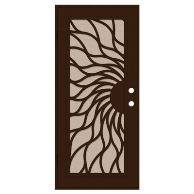 Sunfire Aluminum Security Door with Desert Sand Perforated Metal Screen