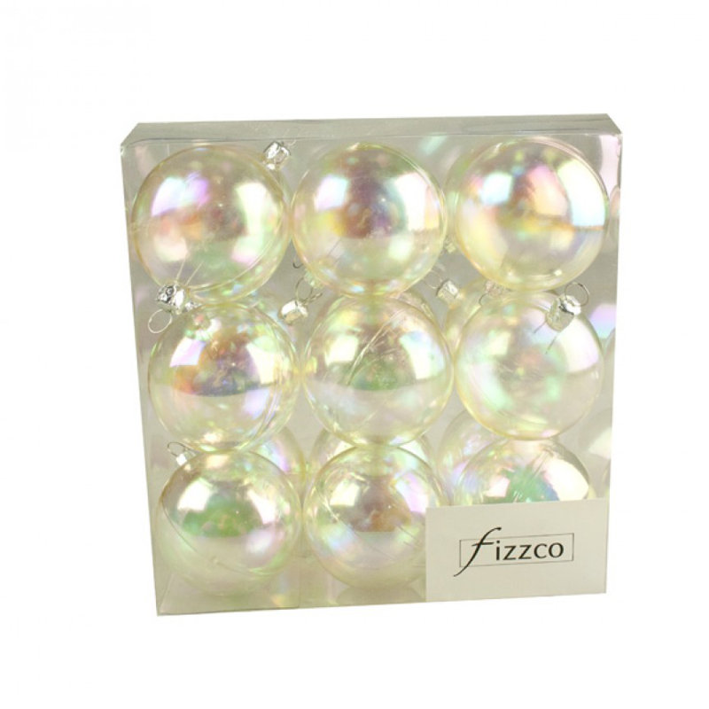 Ball Ornament, 4cm H x 4cm W x 4cm D, Clear Iridescent Shiny