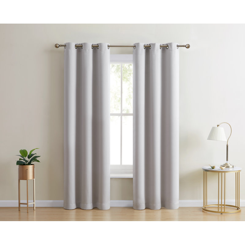Solid Max 100% Blackout Thermal Grommet Curtain Panels, 42" W x 72" L, Light Gray