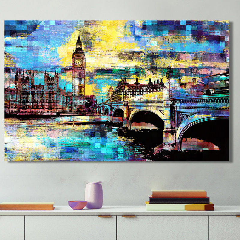 Big ben iv-impression d’art graphique sur toile tendue, H 36 po x l 60 po x P 1 po