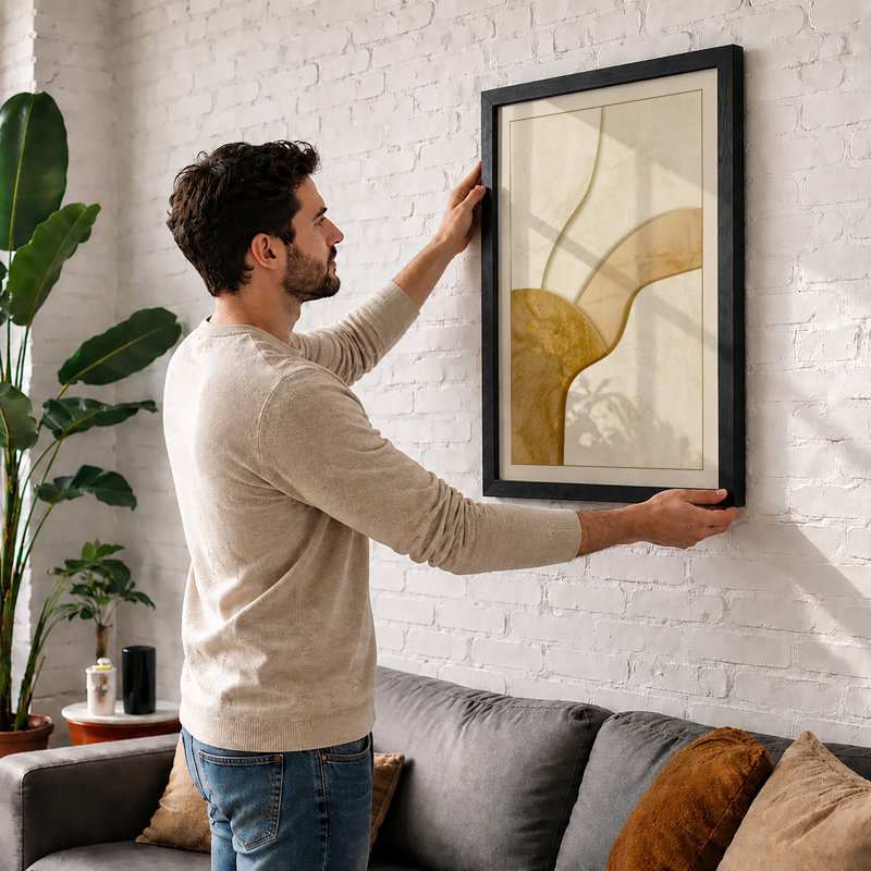 Curved String, Still Form Minimalist - Framed Print, A2 - 59.4 x 42.0 cm, Unframed