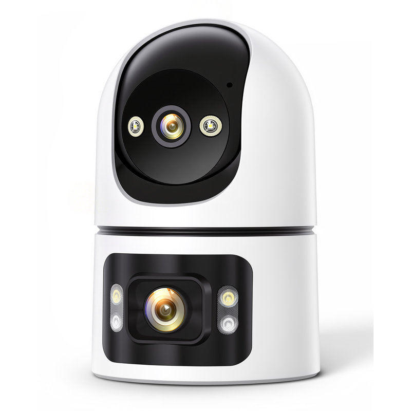 Caméra de sécurité intérieure sans fil double objectif 2MP 2,4G / 5,8G WiFi 340 degrés Pan Tilt couleur vision nocturne mouvement de détection de mouvement audio bidirectionnel