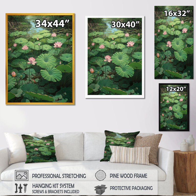«Pinklotus P pureté en fleur I» sur toile, Cadre photo noir, H 20 po x l 12 po x P 1 po