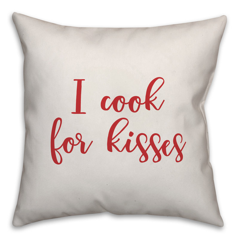  Coussin décoratif I Cook for Kisses, Coussin décoratif, Blanc / rouge