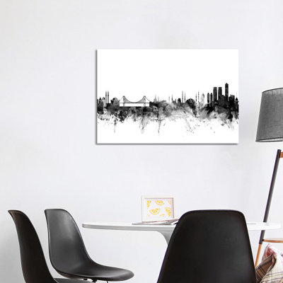 Istanbul, Turkey In Black And White by Michael Tompsett - Wrapped Canvas Gallery-Wrapped Canvas Giclée