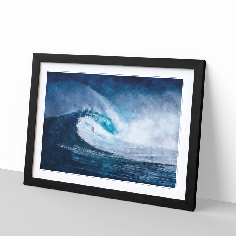 Surfing The Wave - Single Picture Frame Painting on MDF, 24cm H x 33cm W x 2cm D, Black