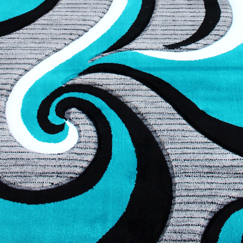 Tapis à motif abstrait tourbillon Skaghe, Tapis de couloir 2 pi 9 po x 15 pi 7 po
