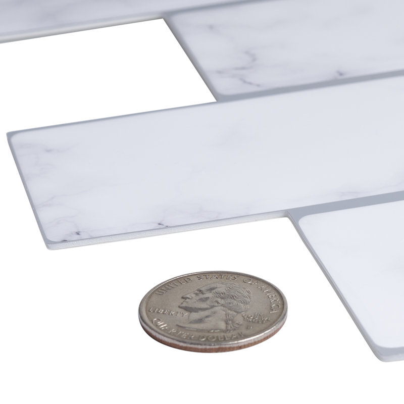 Carrelage style métro auto-adhésif 2 po x 3 po, Blanc / gris
