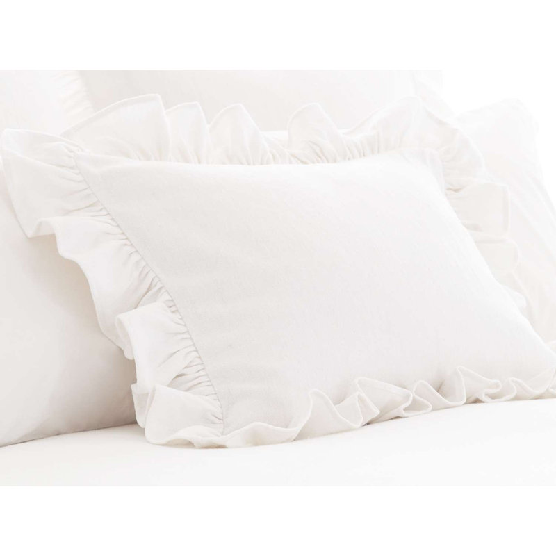 Wilton Ruffle Sham, Standard, White