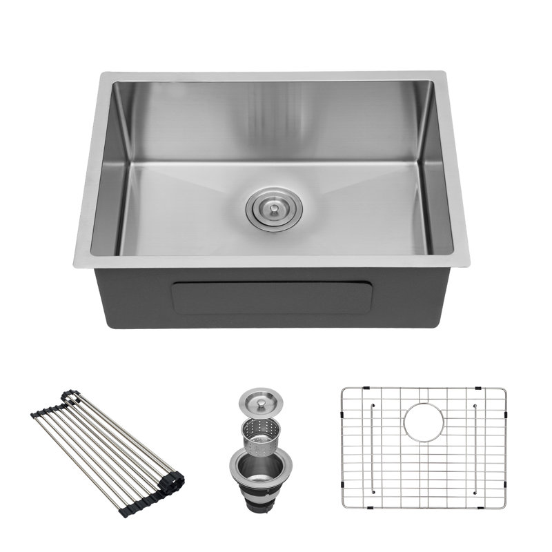Undermount 16 Guage Kitchen Sink With Stainless Steel Accessories, 26" L x 18" W