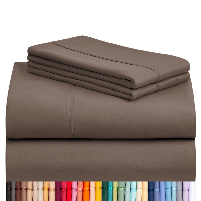 Ensemble de draps 4 pièces Luxclub, Écorce, Ensemble de draps pour lit double avec 4 taies d'o