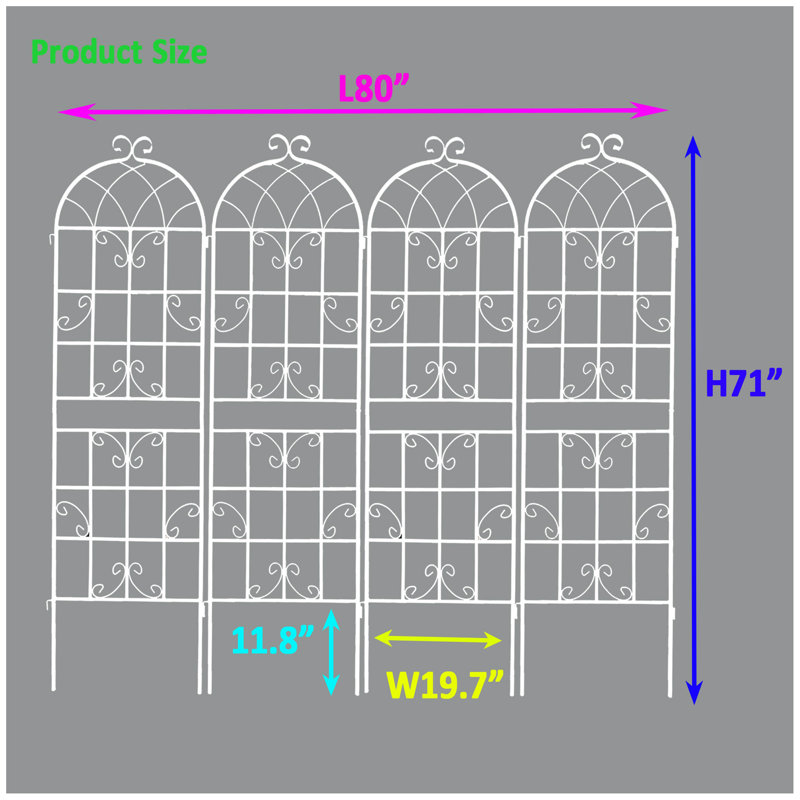 Paquet de 4 treillis de jardin en métal antirouille pour plantes grimpantes, Blanc, crème