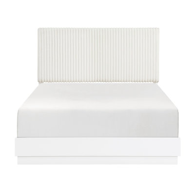 Ensemble de lit luxueux 5 pièces à finition blanche perle luxueuse