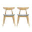  Ensemble de 2 chaises de salle à manger rétro en bois d'hévéa avec dossier ergonomique et coussins moelleux, beige et naturel-96057852-96057854