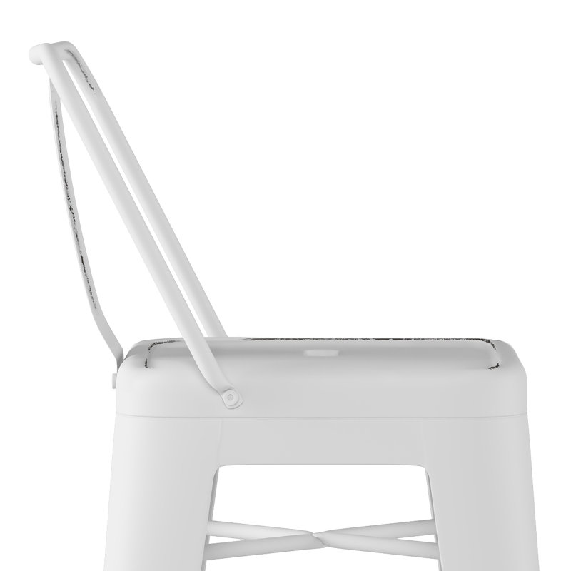Tabouret en métal Rayne, Tabouret de bar (siège d'une hauteur de 30 po), Blanc patiné, 2