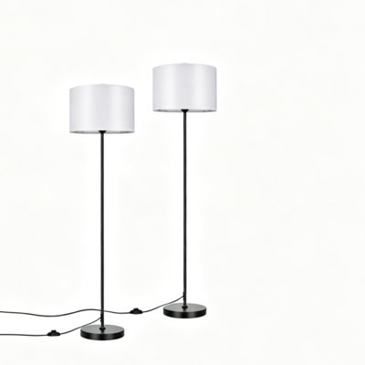 Smart Tranditional Floor Lamp Color Changing With White Linen Drum Shade RGB With Bluetooth And Remote Control For Living Room Bedroom