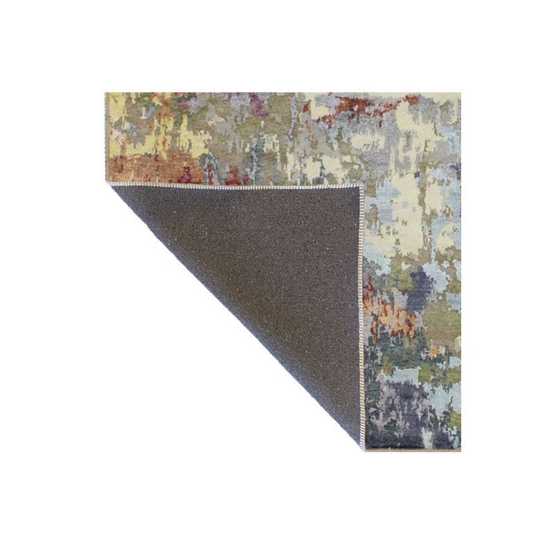 Pastel Patterned Woven Base Machine Washable Rug, Rectangle 4'7" x 6'7" Rug Pad Included