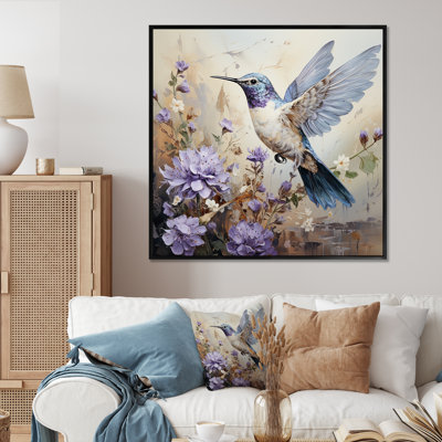 Humminbirds Floral Whimsical Whisper 1 I - Colibri, art mural animal