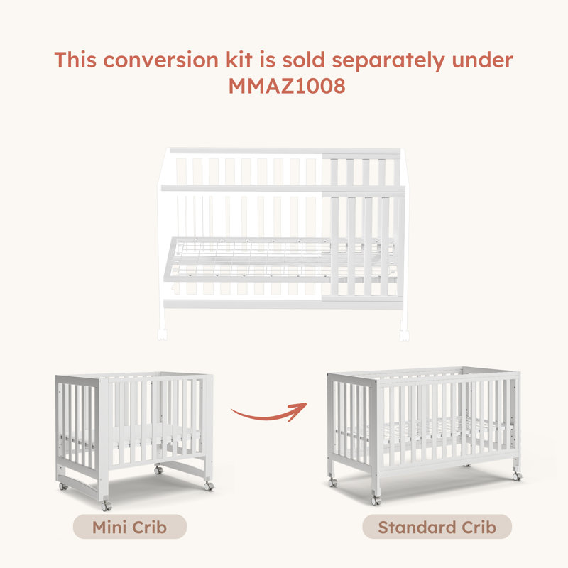 3-in-1 Greenguard Gold Certified Convertible Cradle to Mini Crib,（Mattress not included ）White, Pearl