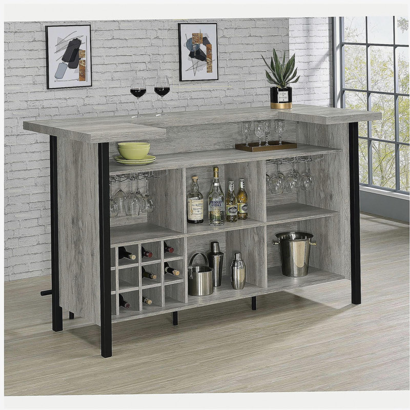 Menimen Grey Driftwood Freestanding Bar Unit