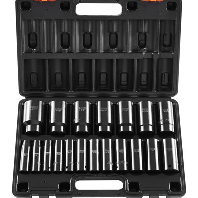 Impact Socket 1/2 Inches, 19 Heavy - Duty 6 Point Alloy Sockets, 3/8 1 Inch Sizes, Storage Case For Transport Inches Piece , Deep Cr V Steel, With Cage Mechanics