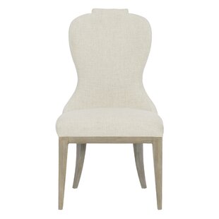 Caracole Barrel Roll Beige Performance Velvet Solid Back Caster Dining Side  Chair