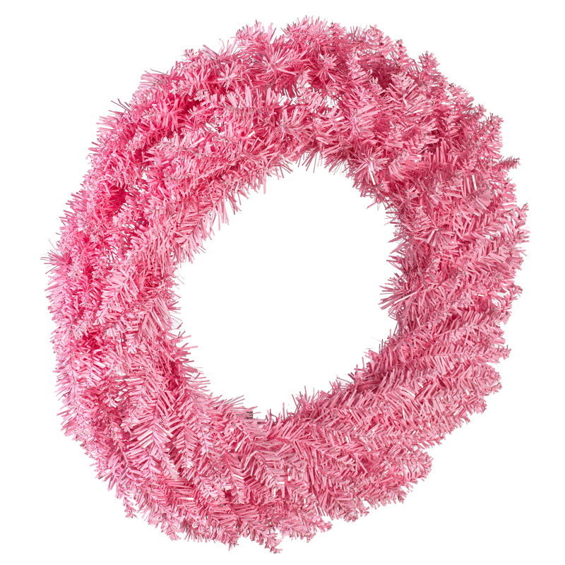 Couronne de Noël artificielle en PVC, H 24 po x l 24 po x P 3 po, Rose
