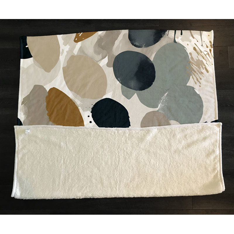 Throw Blanket, Polka Dot, 68" W x 80" L, Beige/Green
