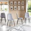 Ensemble de 4 chaises de salle à manger en tissu gris avec pieds en métal noir