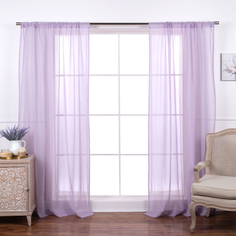 Walton Sheer Curtain Panel Pair, 52" W X 96" L, Lavender