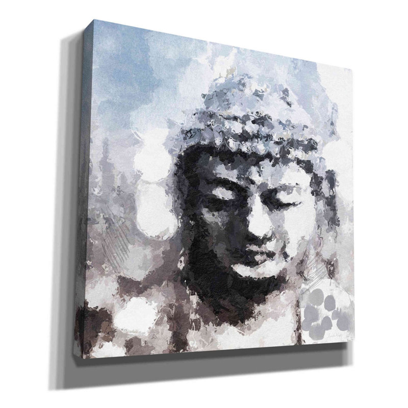 «Peaceful Buddha I» par Linda Woods, art mural sur toile, H 26 po x l 26 po x P 1,25 po