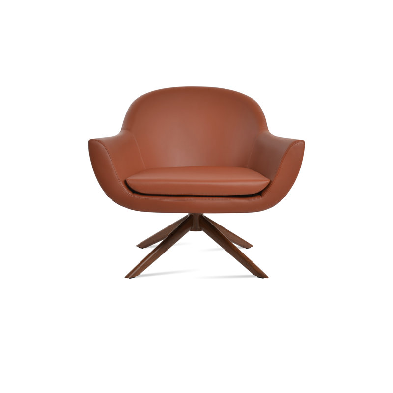 Fauteuil pivotant Madison, Similicuir cannelle, Noyer