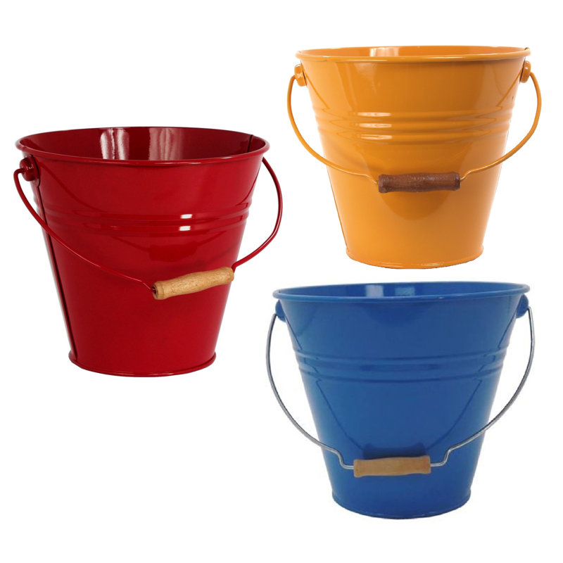 Handmade Metal Pot Planter, Red/Saffron/Blue, 3