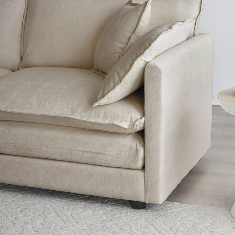 Ensemble de chaises avec accoudoirs rembourrés Chenille, Beige